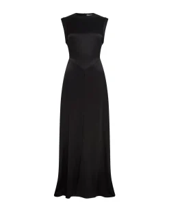 FOLDED SLEEVE SATIN GOWN