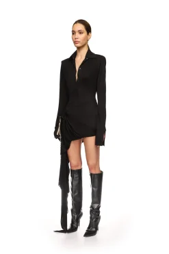 FRONT DRAPE SKIRT POLO SHIRT DRESS