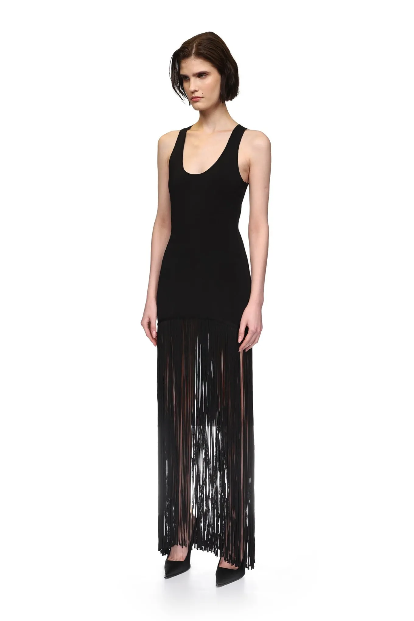FULL FRINGE SKIRT KNIT DRESS