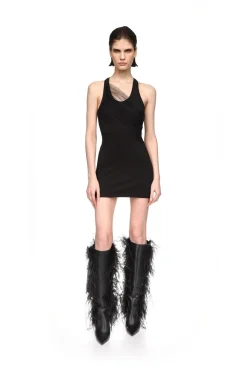 GATHERED TULLE TANK MINI DRESS