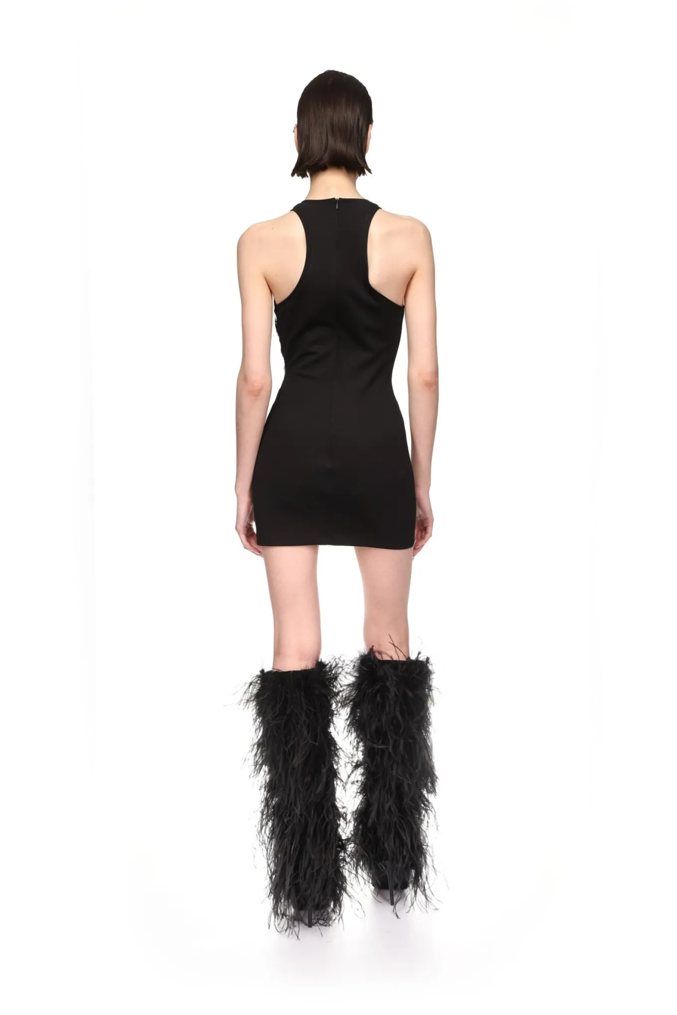 GATHERED TULLE TANK MINI DRESS