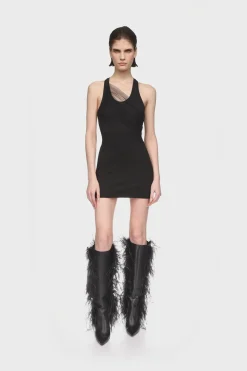 GATHERED TULLE TANK MINI DRESS