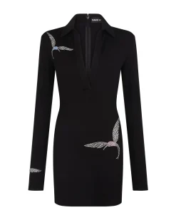 HUMMINGBIRD RHINESTONE DETAIL POLO DRESS