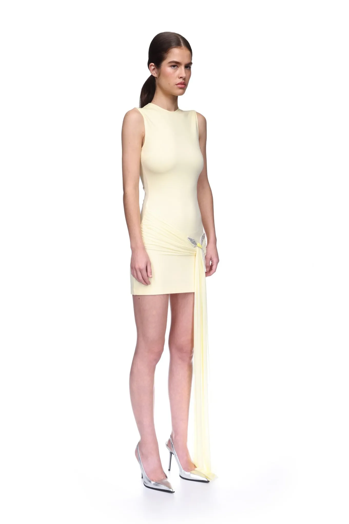 JERSEY MINI DRESS WITH CRYSTAL HUMMINGBIRD
