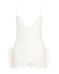 LACE AND RUFFLE TULLE MINI DRESS