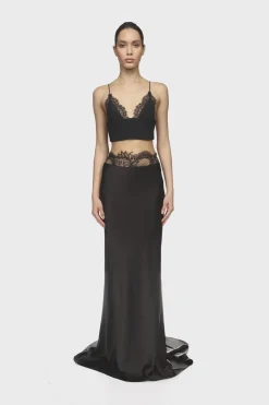 LACE WAIST TRIM MAXI SKIRT
