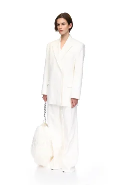 LARGE RAFFIA FRINGE TRIM BAG IN WHITE
