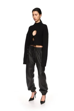 LEATHER TRACK PANTS