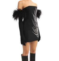 LONG GLOVES WITH FEATHERS