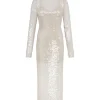 LONG SLEEVED SEQUIN MIDI DRESS