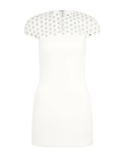 MACRAME DETAIL MINI DRESS IN WHITE