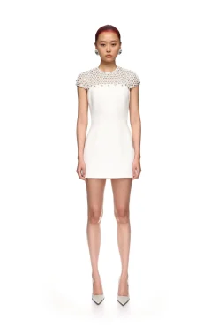MACRAME DETAIL MINI DRESS IN WHITE
