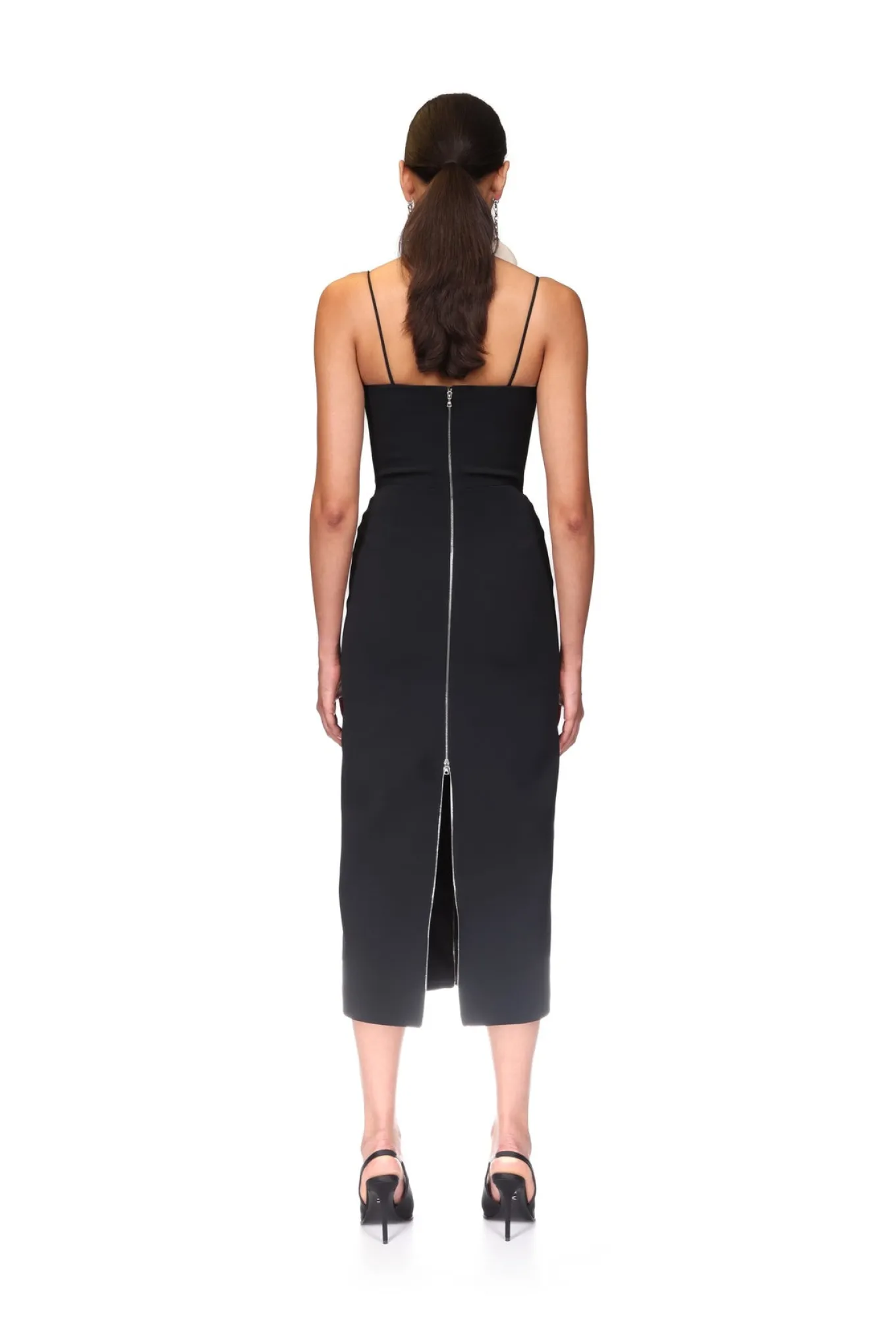 METAL ZIP AND BRA DETAIL MIDI DRESS