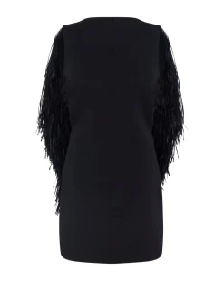 OPEN BACK RAFFIA FRINGE DETAIL MINI DRESS