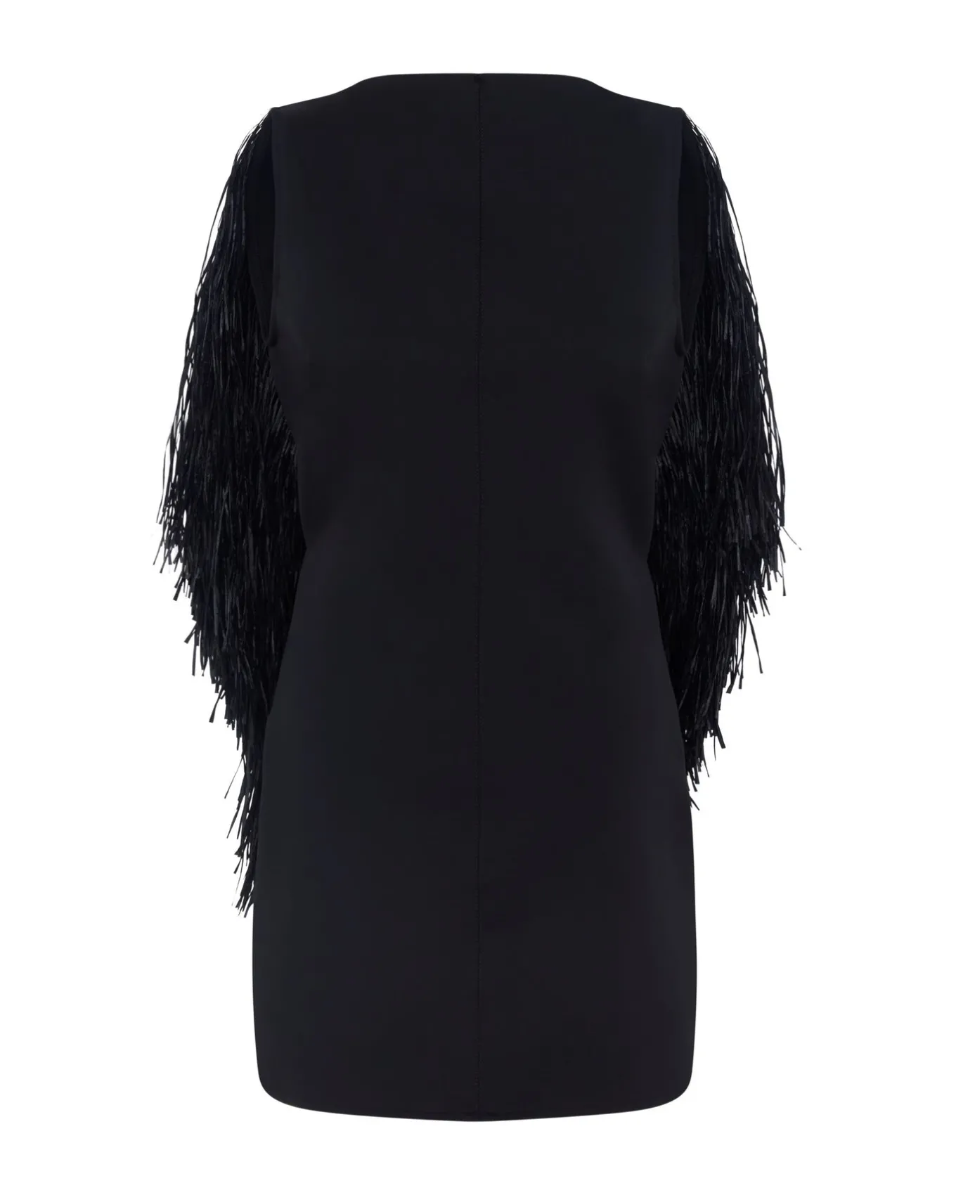OPEN BACK RAFFIA FRINGE DETAIL MINI DRESS