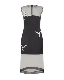 ORGANZA MIDI DRESS WITH CRYSTAL HUMMINGBIRDS