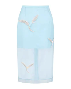 ORGANZA MIDI SKIRT WITH CRYSTAL HUMMINGBIRDS
