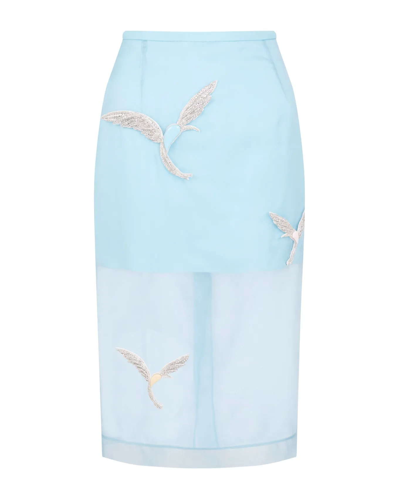 ORGANZA MIDI SKIRT WITH CRYSTAL HUMMINGBIRDS