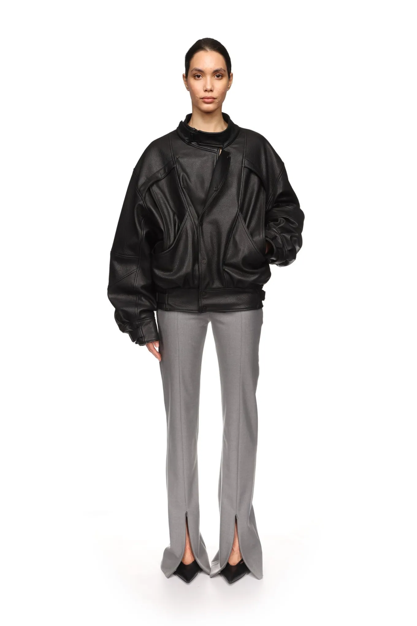 PANELLED LEATHER JACKET