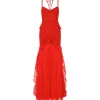 PLEATED SKIRT AND LACE TRIM GOWN