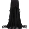 PLEATED TULLE AND LACE MAXI SKIRT