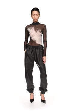 PRINTED MESH LONG SLEEVE BODYSUIT