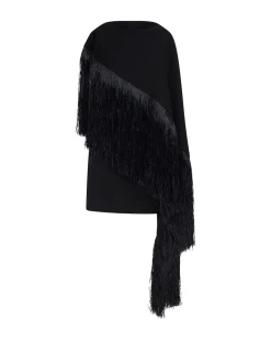 RAFFIA FRINGE CAPE DETAIL MINI DRESS