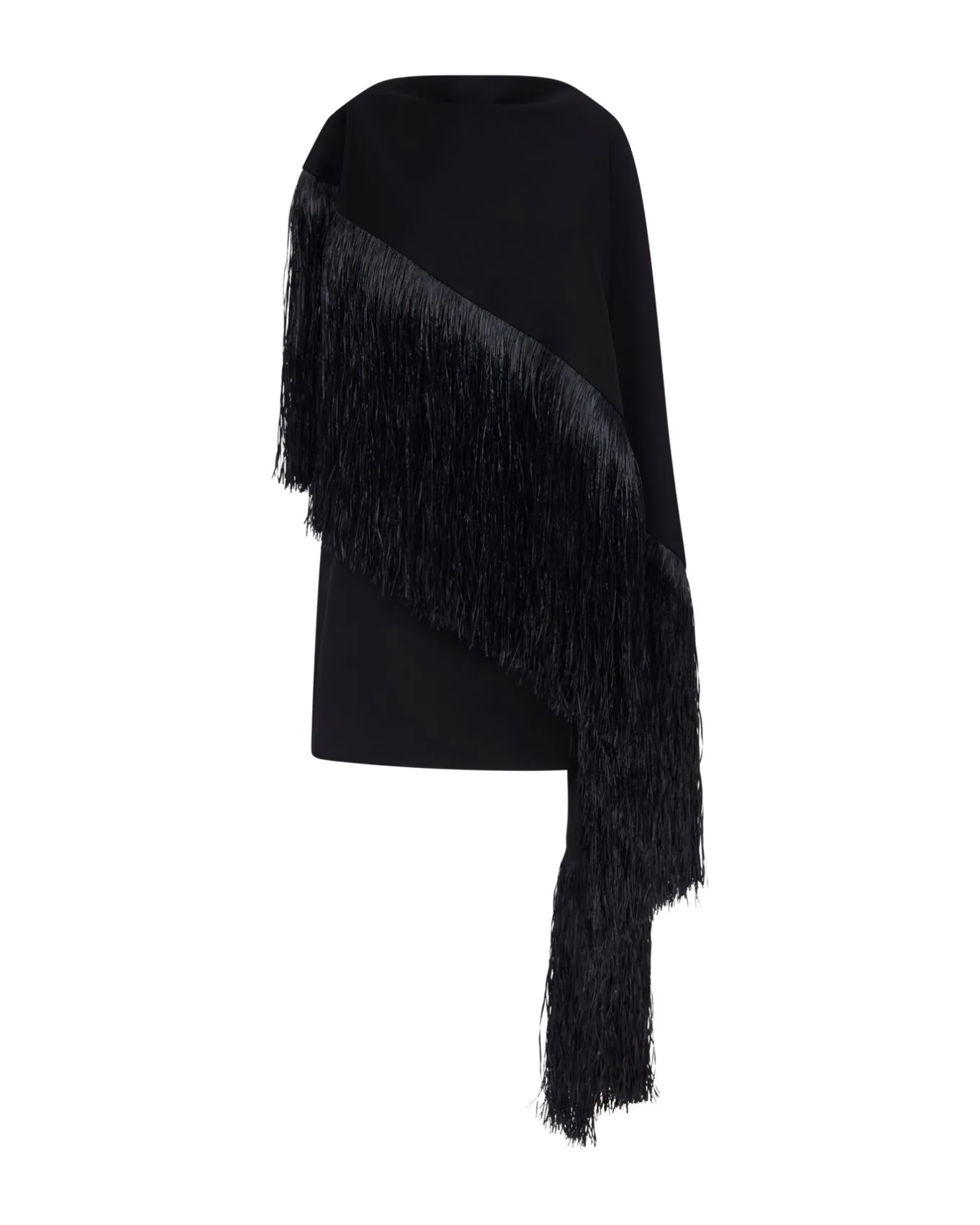 RAFFIA FRINGE CAPE DETAIL MINI DRESS