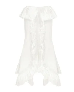 RAFFIA FRINGE TRIM AND BOUCLE MIDI SKIRT