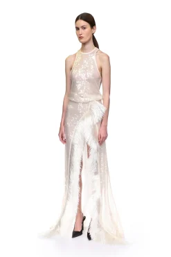 RAFFIA FRINGE WRAP MAXI SKIRT