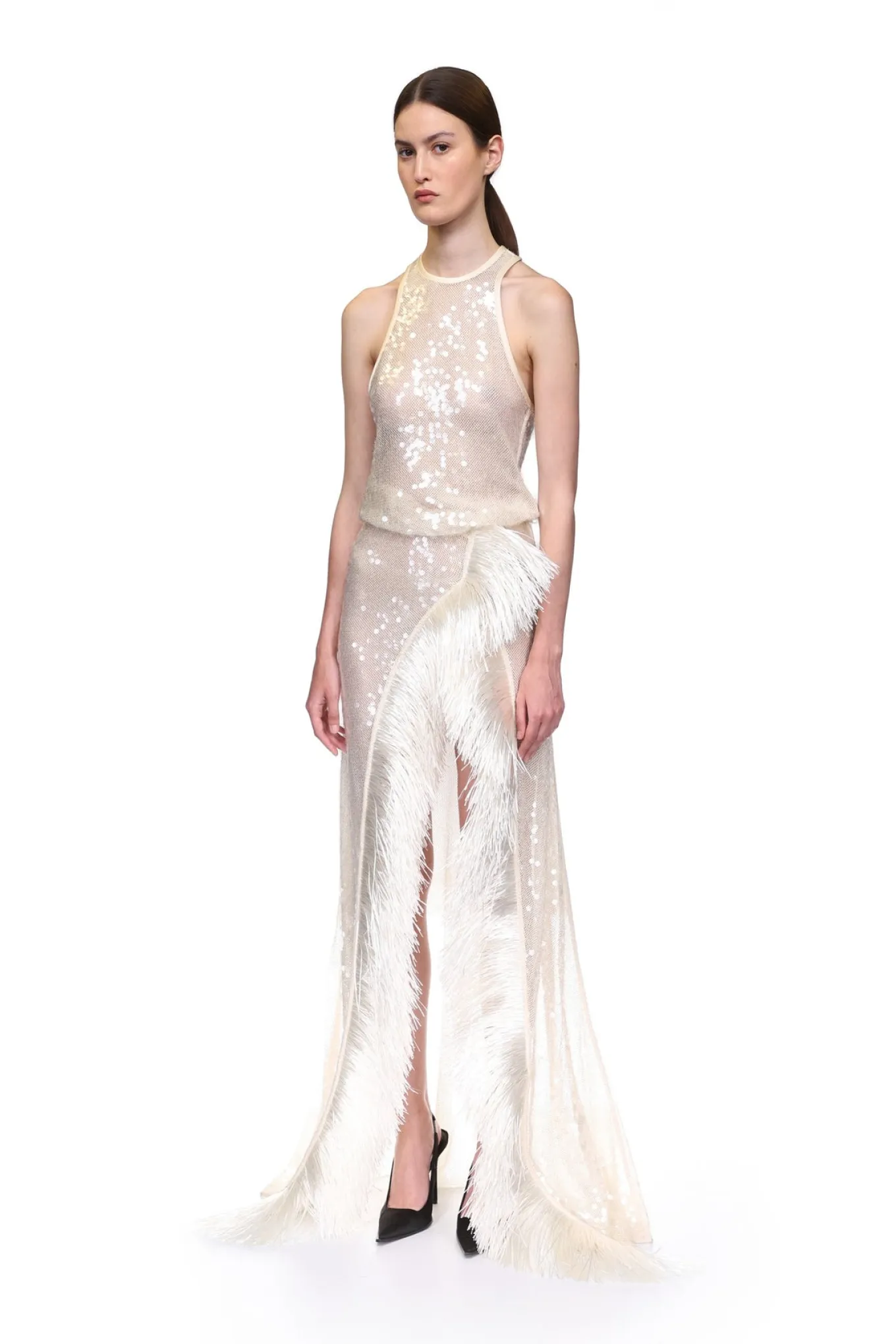 RAFFIA FRINGE WRAP MAXI SKIRT