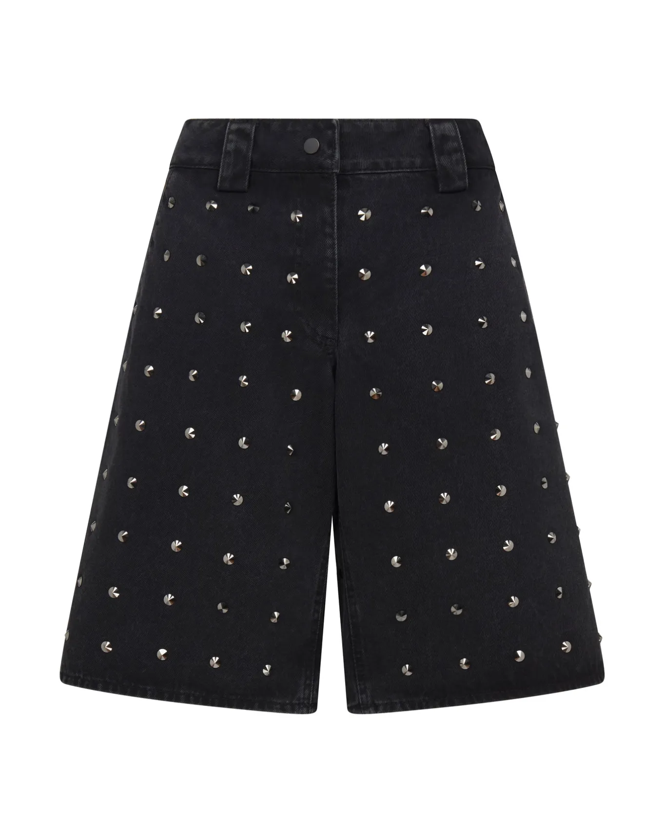 RHINESTONE CRYSTAL EMBROIDERY DENIM SHORTS