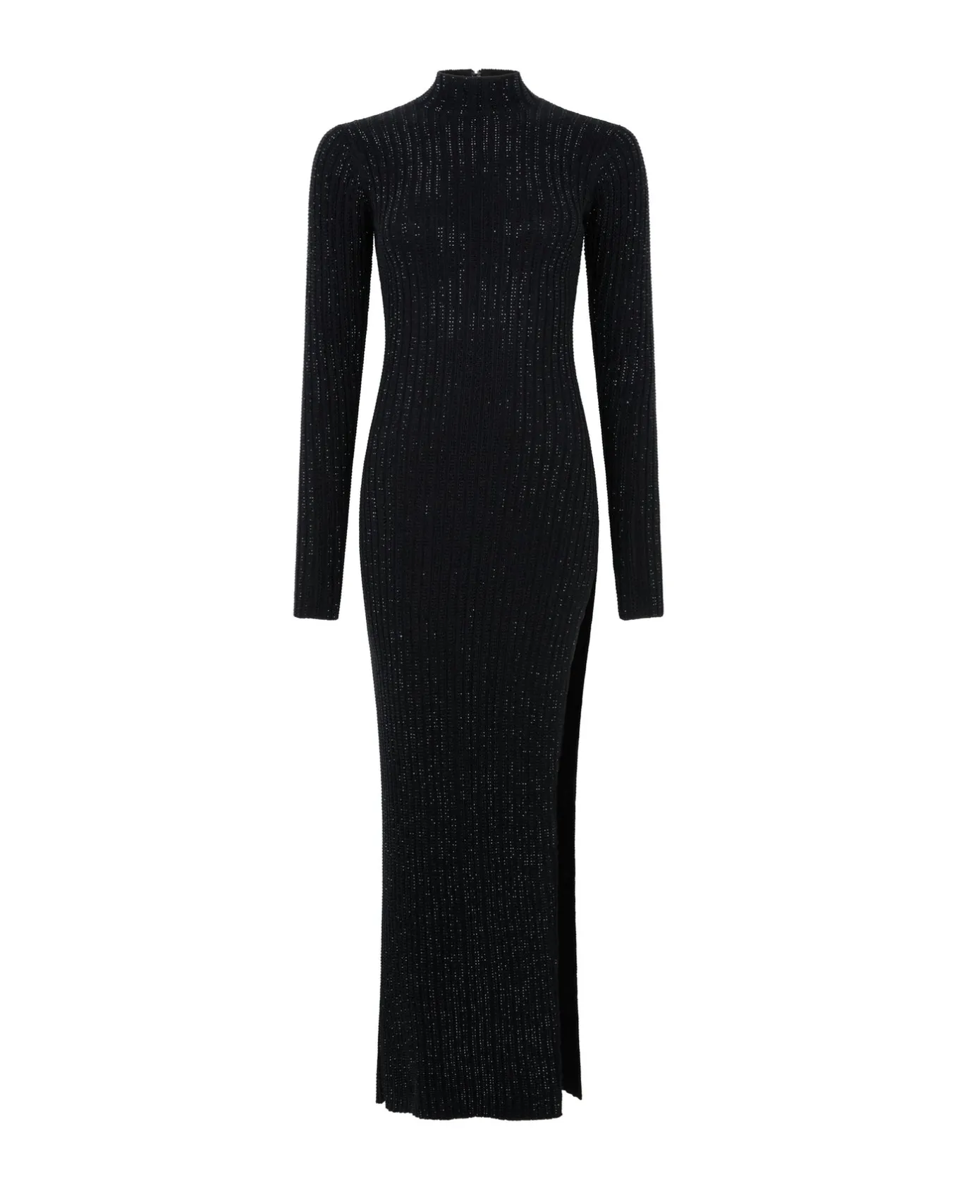 RHINESTONE EMBROIDERED KNITTED MIDI DRESS