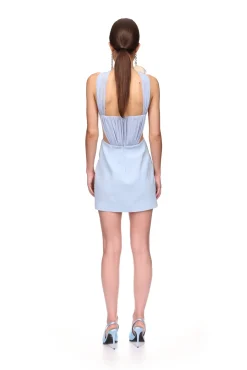 RUCHED TOP AND SCARF DETAIL MINI DRESS