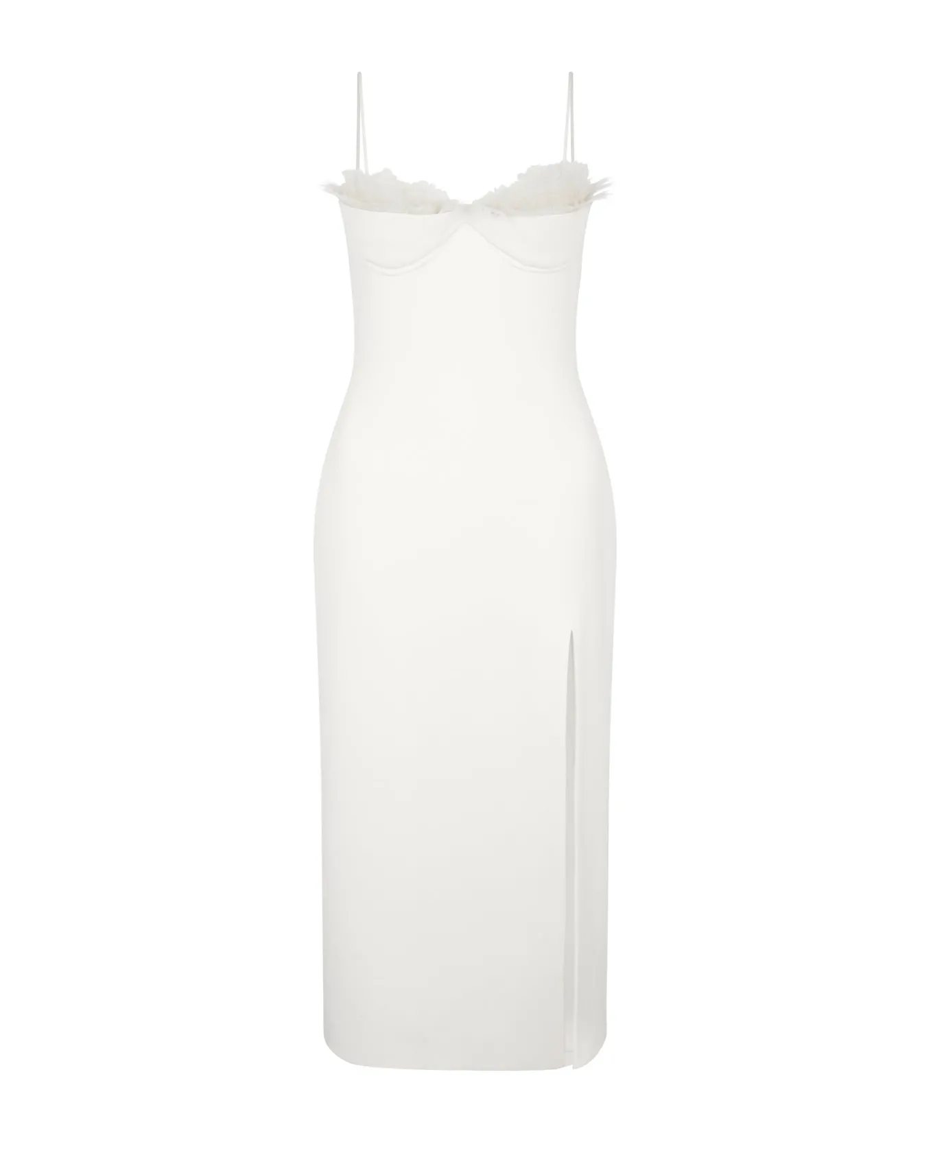 RUFFLE&FEATHER BALCONETTE BRA OPEN LEG MIDI DRESS