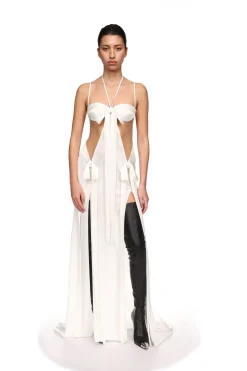 SATIN BOW AND CUTOUT GOWN
