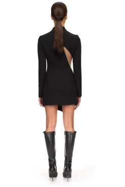 SATIN BOW AND LONG SLEEVE MINI DRESS