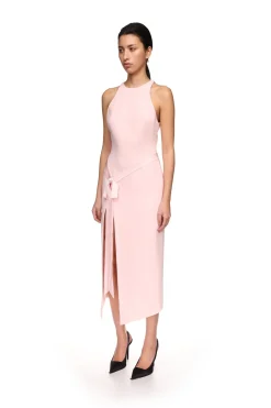 SATIN BOW MIDI DRESS