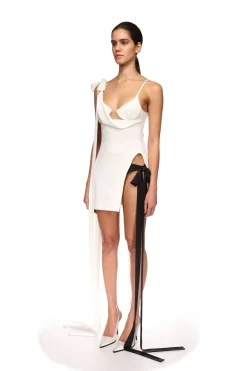 SATIN BOW MINI DRESS