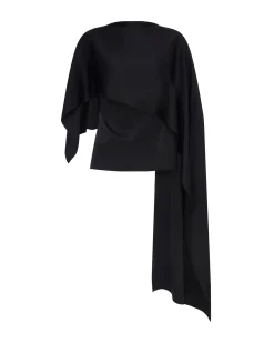SATIN OVERLAY CAPE BLOUSE