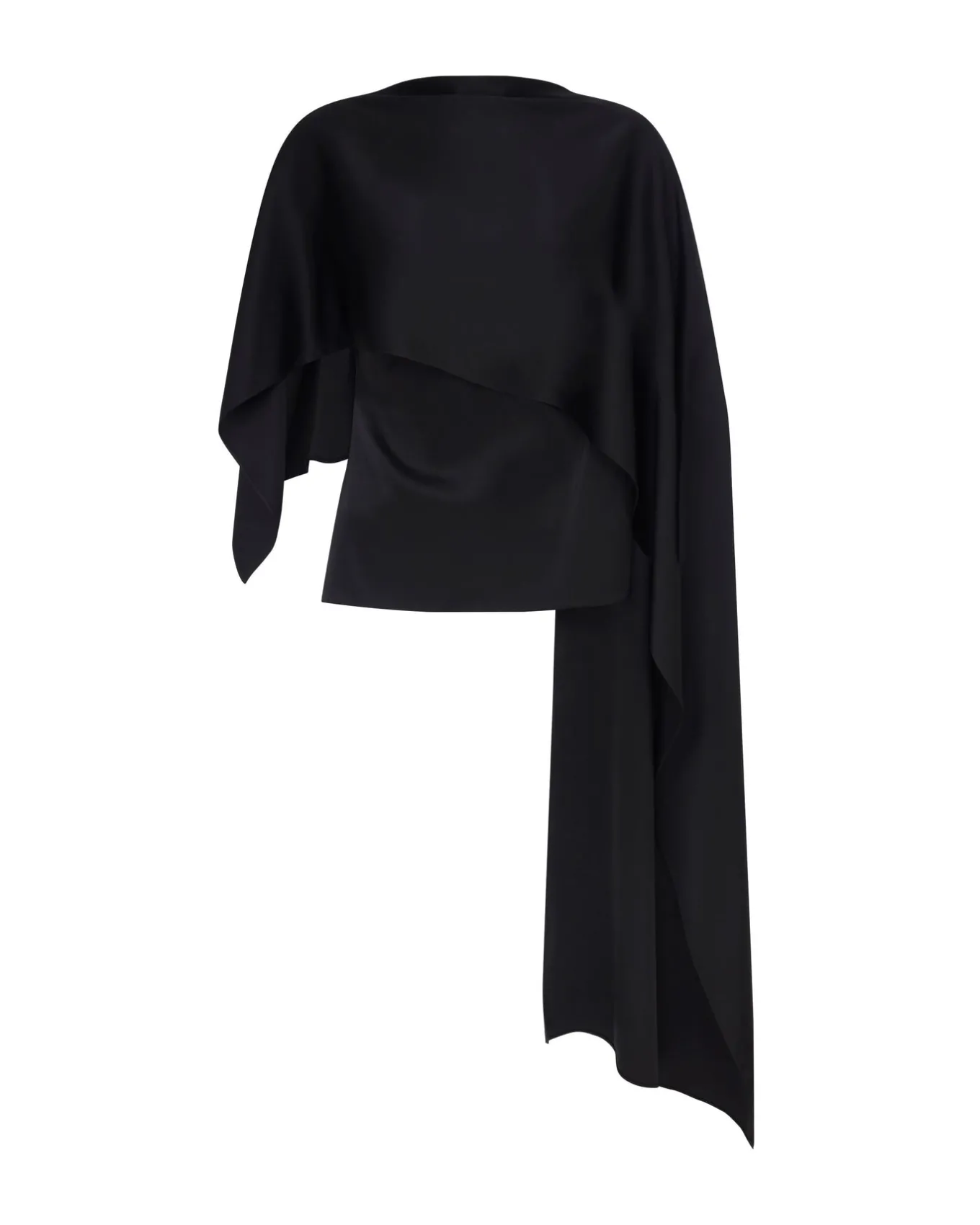 SATIN OVERLAY CAPE BLOUSE