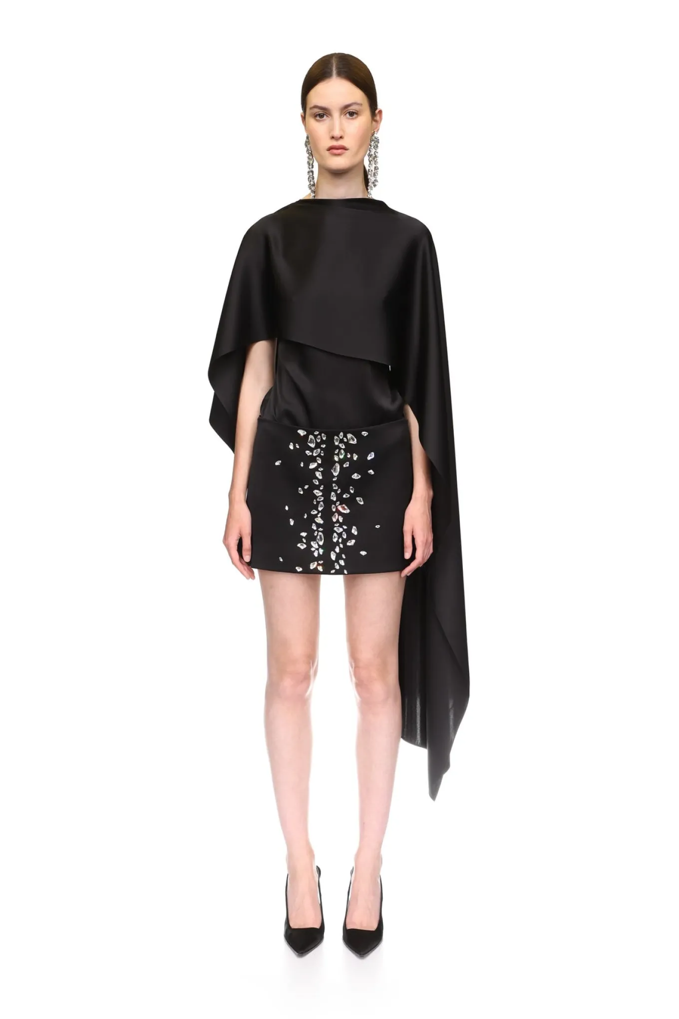 SATIN OVERLAY CAPE BLOUSE