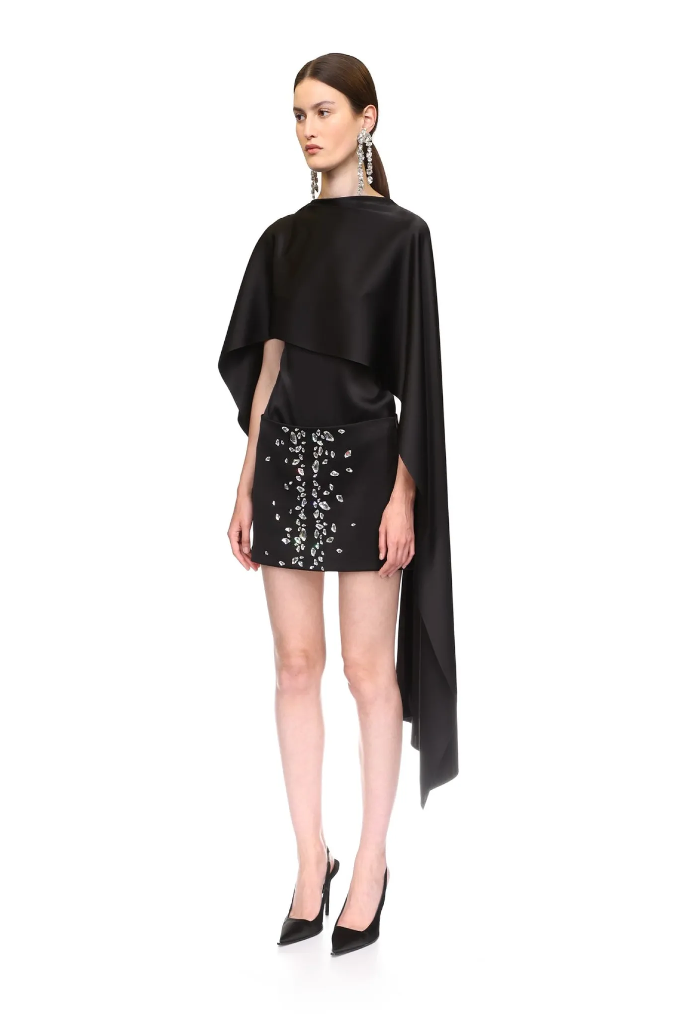SATIN OVERLAY CAPE BLOUSE