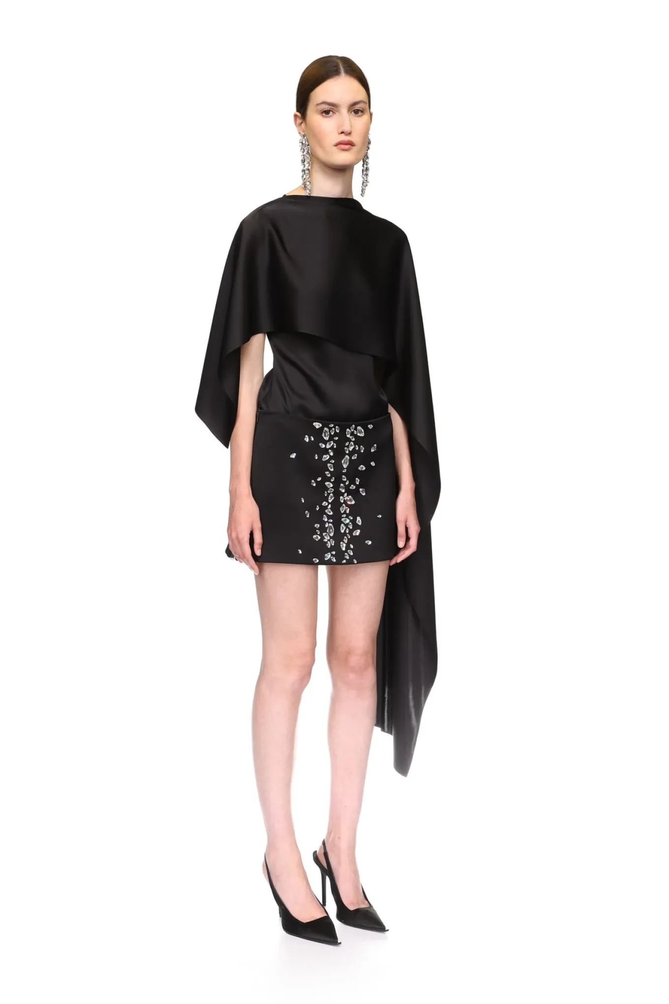SATIN OVERLAY CAPE BLOUSE