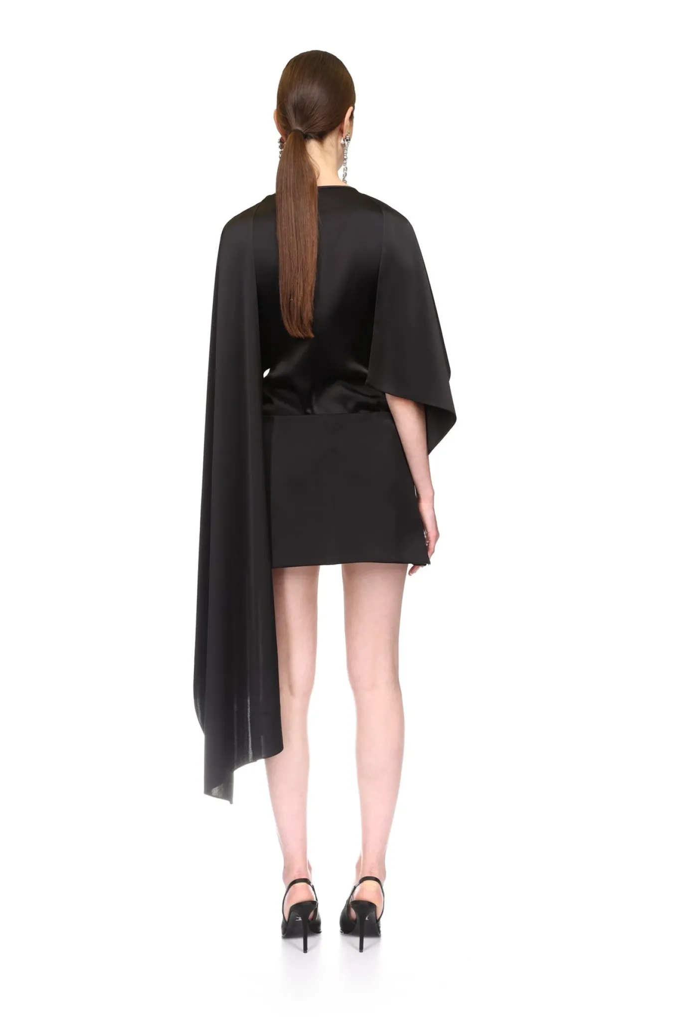 SATIN OVERLAY CAPE BLOUSE