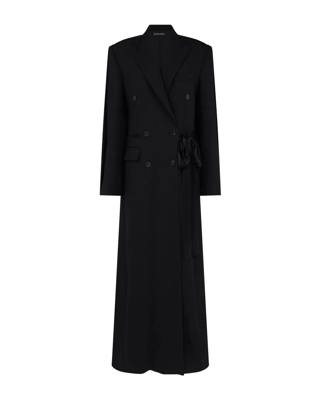 SATIN TAPE DETAIL OVERSIZED WOOL COAT