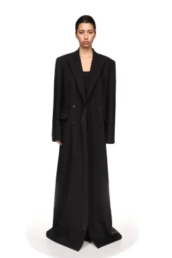 SATIN TAPE DETAIL OVERSIZED WOOL COAT