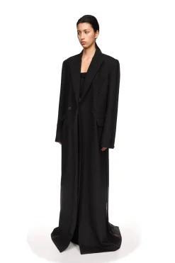 SATIN TAPE DETAIL OVERSIZED WOOL COAT