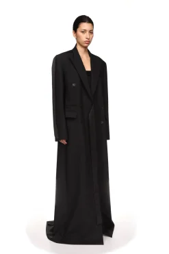 SATIN TAPE DETAIL OVERSIZED WOOL COAT