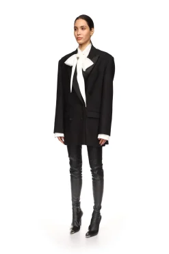 SATIN TAPE DETAIL TAILORED JACKET